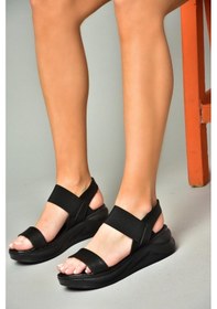 Resim Fox Shoes S713330809 Siyah Bileği Lastikli Kadın Sandalet Siyah 