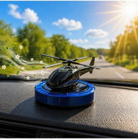 Resim Güneş Enerjili Dönen Helikopter Araba Kokusu Mavi Renk -torpido Üstü Dekoratif Oto Kokusu 1 Adet 