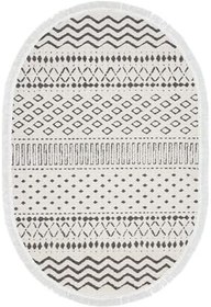 Resim Kaymaz Taban Djt Banyo Halı Yıldız Deri Saçaklı Oval İskandinav F5086 F5086D1-3, Bej, 50 x 80 