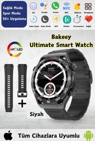 Resim Bakeey Ultimate Smart Watch Akıllı Saat Amoled Ekran Iki Kordon Babalar Günü Hediyesi Akıllı Saat Watch 9 8 