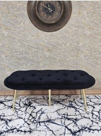Resim Zafir Ufo Oturak Bench - Gold Kaplama Sivriltme Ayak - Oturak - Bench - Puf - Yatak Ucu Pufu Siyah 