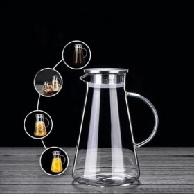 Resim Karokstore Cam Sürahi Borosilikat Metal Kapaklı 1.8 Litre 