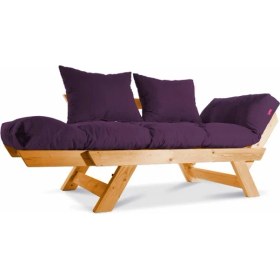 Resim Mobil Deco Kombin Wood Ahşap Iki Kişilik Kanepe (Ceviz/mürdüm) 