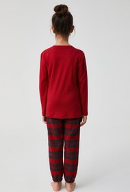 Resim Ekose desenli çocuk pijama takımı - Kırmızı / 3-4 Yaş 
