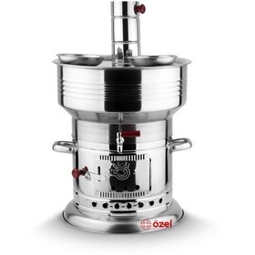 Resim 12 Litre Paslanmaz Metal Odunlu Kömürlü Çay Semaveri Odunlu Kömürlü Semaver Tek Musluklu Semaver 12 