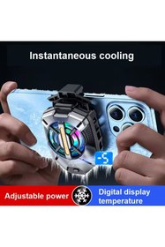 Resim Genel Markalar FS09 Kıskaçlı Cep Telefonu Soğutucu | RGB Işıklı, Dijital Ekranlı, 3 Kademeli Fan 