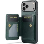 Resim Globalbloom iPhone Uyumlu 17 Yeşil Lüks Tasarımçanta Stantlı Kartlık Kalın Kasa 