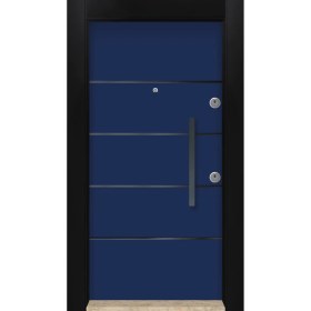 Resim Mono Çelik Kapı MN-6036 MAVİ Dış Iklim Kapısı Yağmur'a ve Güneşe Dayanıklı Çelik Kapı 