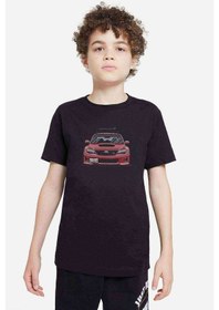 Resim Red Line Baskılı Unisex Çocuk Siyah T-Shirt 