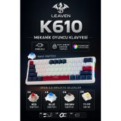 Resim Leaven K610 Kablolu Mekanik Oyuncu Klavyesi-Red Switch Hot Swap Rgb-61 Tuş Switch ve Tuş Sökücü Hediyeli 