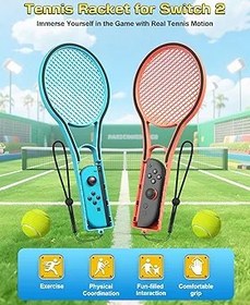Resim WAXITY Nintendo Switch 2 (2025) Controller için 2'li paket tenis raketi, Joy con2 için elden tutacak, spor tenis/badminton için el tutucu aksesuarı, Mario Tennis Aces Game için 