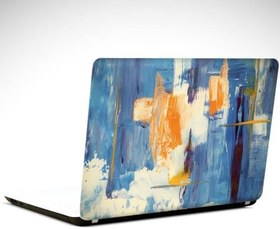 Resim Mavi ve Sarı Soyut Laptop Sticker 12 İnch (29X24CM) 