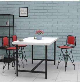 Resim Knsz ufak boy tel bar sandalyesi 1 li uslu syhkrm sırt minderli 55 cm oturma yüksekliği mutfak bahçe cafe ofis 