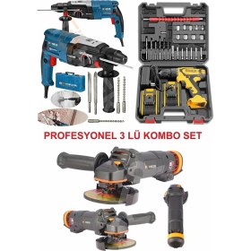 Resim Böhrer Ultra 3'lü Set 2100 W Taşlama + 2450 W Kırıcı Delici Hılti + 58 V Full Setli Şarjlı Matkap 
