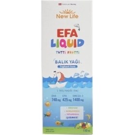 Resim New Life EFA Liquid Tutti Frutti Balık Yağı Şurubu 150 ml Türkiye Menşeli Sıvı Omega 3 