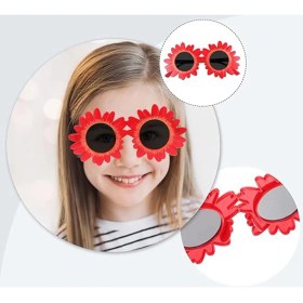 Resim Kırmızı Renk Papatya Şekilli Parti Gözlüğü 18X10 cm - Lisinya 