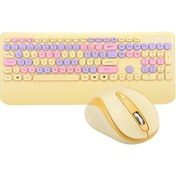 Resim Everest KM-6281 CANDY Renkli Tuşlu Sarı Kablosuz Q Multimedia Klavye + Mouse Set 
