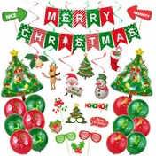 Resim 54 Adet Noel Ağacı Folyo Balon Fotoğraf Kabini Balon Seti 