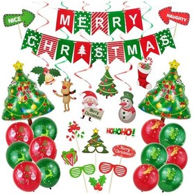 Resim 54 Adet Noel Ağacı Folyo Balon Fotoğraf Kabini Balon Seti 