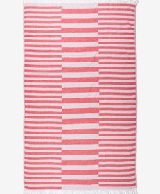 Resim Düzensiz Çizgili Jakarlı Peştemal Kırmızı 