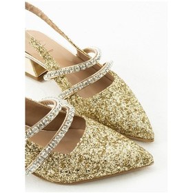 Resim Duxal Shoes Kadın Taşlı Şık Babet-topuklu Ayakkabı-linda Altin 