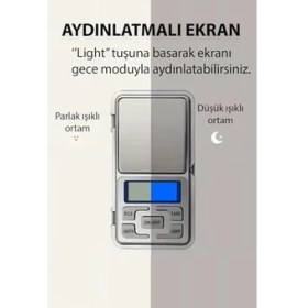 Resim Dijital Hassas Elektronik Kuyumcu Cep Terazisi, 300 gr Kapasite 0.01 gr Hassasiyet, Kompakt ve Taşınabilir Tartı 