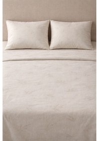 Resim Rize Bezi Dokuma Çarşaf Çift Kişilik & 2 Adet Yastık Kılıfı Açık Bej 