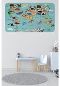 Resim Eğitici Dünya Haritası Dünya Atlası Çocuk Ve Bebek Odası Duvar Sticker-60x105-3775 - Renkli Çok Renkli 