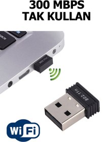 Resim Plus Bilişim 300 Mbps USB 2.0 Wireless Adaptör, Wifi Adaptör, Wifi Alıcı, 300Mbps Wifi, Tırnak Wifi Alıcı 