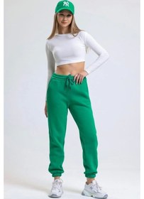 Resim Evyora 3 İplik Şardonlu Paça Lastikli Eşofman Yeşil İs001 Cok-renklı 