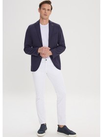 Resim Ac&Co / Altınyıldız Classics Erkek Lacı Slim Fit Dar Kesim Mono Yaka Casual Ceket Lacı Lacivert 