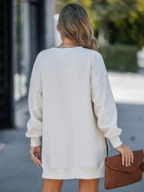 Resim Afri Kadın Oversize Sweatshirt Yan Fermuar Detaylı Uzun Kollu Ekru Tunik Ekru 