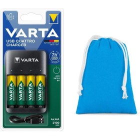Resim Varta Usb Quattro Charger Pil Şarj Cihazı+4x2100 Aa Şarjlı Pil+taşıma Kılıfı 