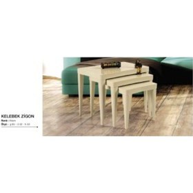 Resim Zigon Osm Kelebek Model Parlak Krem Kayın Ince Torna Retro Ayak I 