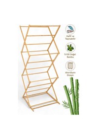 Resim İronika Bambu Katlanabilir 3 Katlı Çamaşır Kurutmalık Bambu Ahşap Çamaşır Kurutma Askısı 
