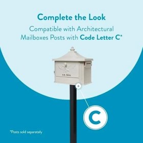 Resim Nacario Mailboxes Hamilton Cast Alüminyum Post-Mount Posta Kutusu, HM200WAM, Beyaz 