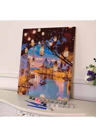 Resim Sayılarla Boyama Seti 40 X 50 Cm Tuval Şasesine Gerili Akşam Manzarası 