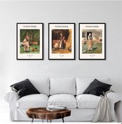 Resim Winslow Homer Çiftlik Kızları Üçlü Çerçeveli Mdf Tablo Seti-174302 