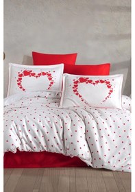 Resim Amore Pamuk Saten Çift Kişilik Nevresim Takımı Beyaz Beyaz 