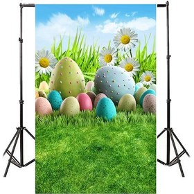 Resim Lemestar Paskalya Temalı Bebek Fotoğraf Çekimi İçin Tavşanlı Çiçekli Fon Perdesi 