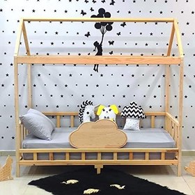 Resim Markaawm Montessori Yatak Bulut Karyola 90x190 Ahşap Yatak 80X130 