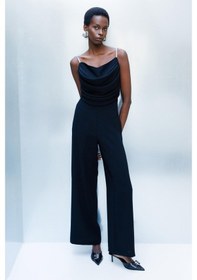 Resim Moda İlgi Kadın Drape Detaylı Askılı Tulum M06657 Siyah Siyah 