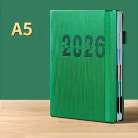 Resim 2026 Tarihsiz Planlayıcı - 365 Günlük Takvim Organizatörü, Günlük Düzenlemeler, 400 Sayfa Kalın Kağıt Cilt (Yeşil Kapak) - Ofis ve Kullanım İçin Taşınabilir Zaman Yönetimi Günlüğü, Kolay Temizlenebilir Sayfalar, Yumuşak Ciltli Defter 