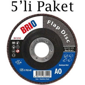 Resim Brio Flap Disk 125xp60 Ao 5'li Paket 