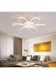 Resim Ömür Avize Modern Stella Beyaz Kasa Beyaz Ledli Plofonyer Avize 60 Cm Çap Beyaz 