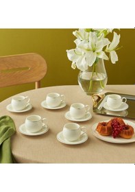 Resim Karaca Adile 6 Kişilik Double Kahve / Çay Fincan Takımı 130 Ml Beyaz 