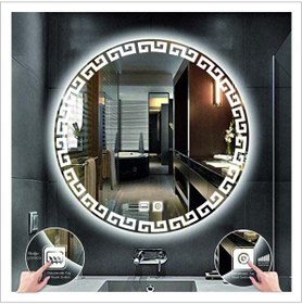 Resim GLOBAL LED MIRROR 80 Cm Beyaz Ledli Tasarım Kumlamalı Dokunmatik Tuşlu Buğu Önleyicili Banyo Aynası Makyaj Aynası 