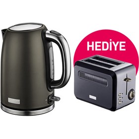 Resim Berghoff Gem Pearl 1.7 Litre Gri Gold Modern Su Isiticisi Ve Ekmek Kizartma Makinesi 