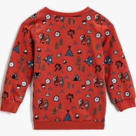 Resim Erkek Bebek Desenli Sweatshirt Pamuklu Uzun Kollu 