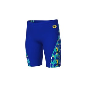 Resim Arena Boys Swim Jammer Print Neon Blue Yellow Multicolor Erkek Çocuk Yüzücü Mayosu 010753850 